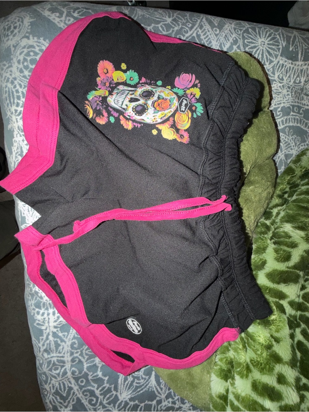 Floral Sugar Skull Graphic shorts from Mexico